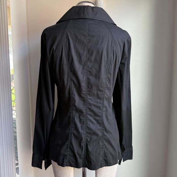 Gold Pfeil Germany Black Fitted Button Down Shirt Corset Style Sz 2 - Picture 2 of 8